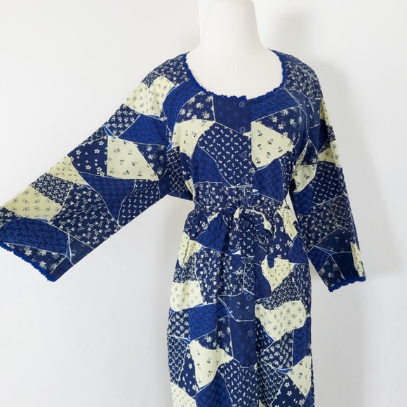 April Cornell Patchwork Midi Dress Cardigan Set 3/4 Sleeve Button Down Long - Picture 9 of 16